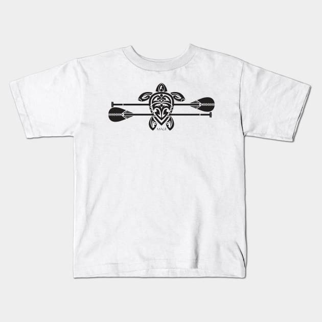 Tribal Turtle Stand-Up / Maui Kids T-Shirt by srwdesign